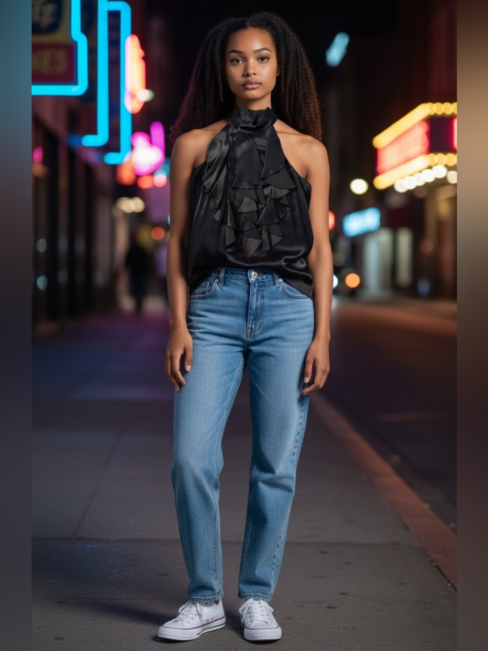 Parker Black Ruffled Halter Silk Blouse